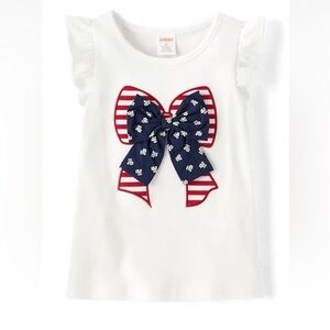 NWT Gymboree Size 12 White Patriotic Bow Top Red White Blue Flutter Sleeve